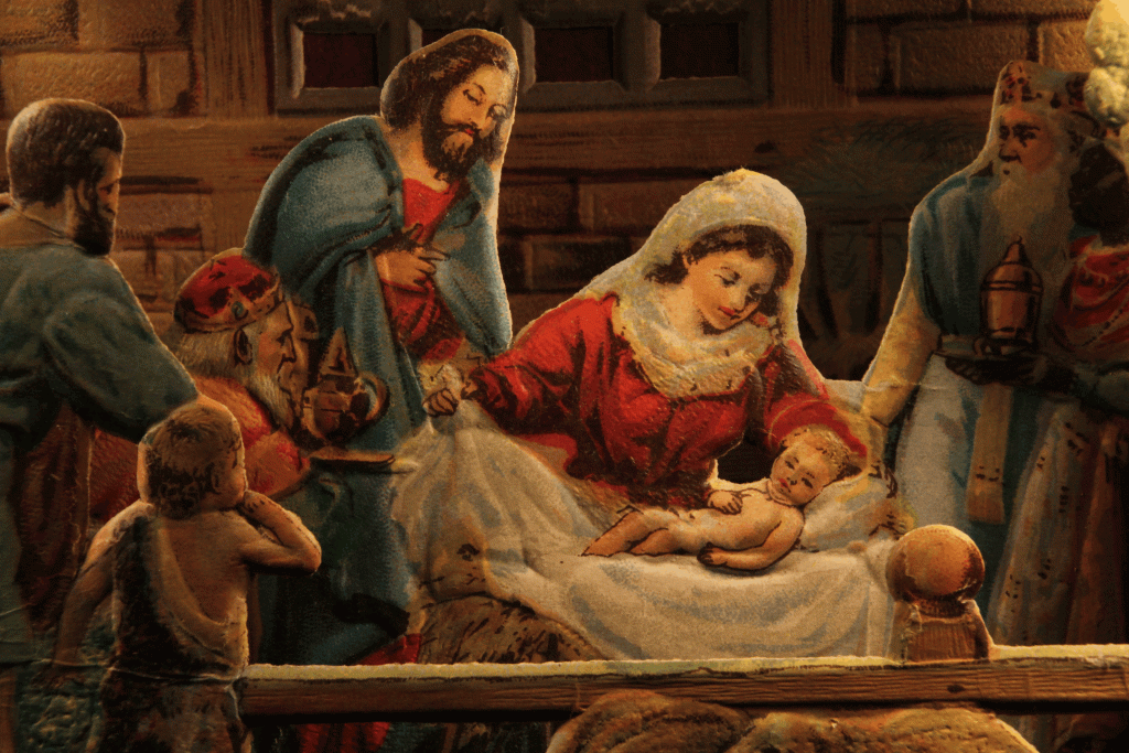 Weihnachtskrippe aus Papier aus der Sammlung des Museums Burg Posterstein