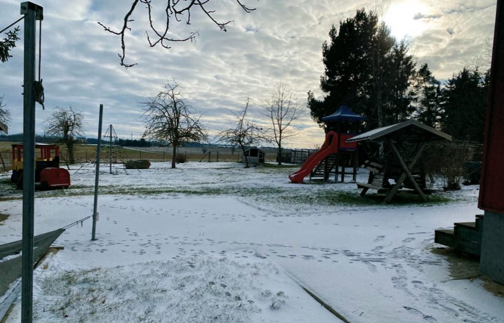 Garten der ehemaligen Kita Posterstein im Schnee